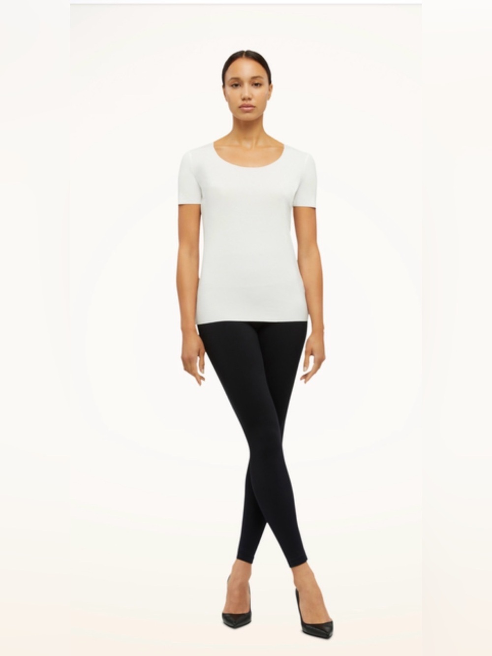 Wolford LIGHT PINK Pure Top Scoop-Neck Short Sleeve Tee Size S $235